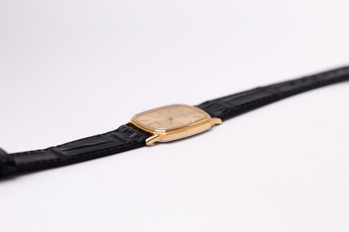 1982 Seiko Dolce Frosted Golden Dial Tank Men's Wrist-Watch