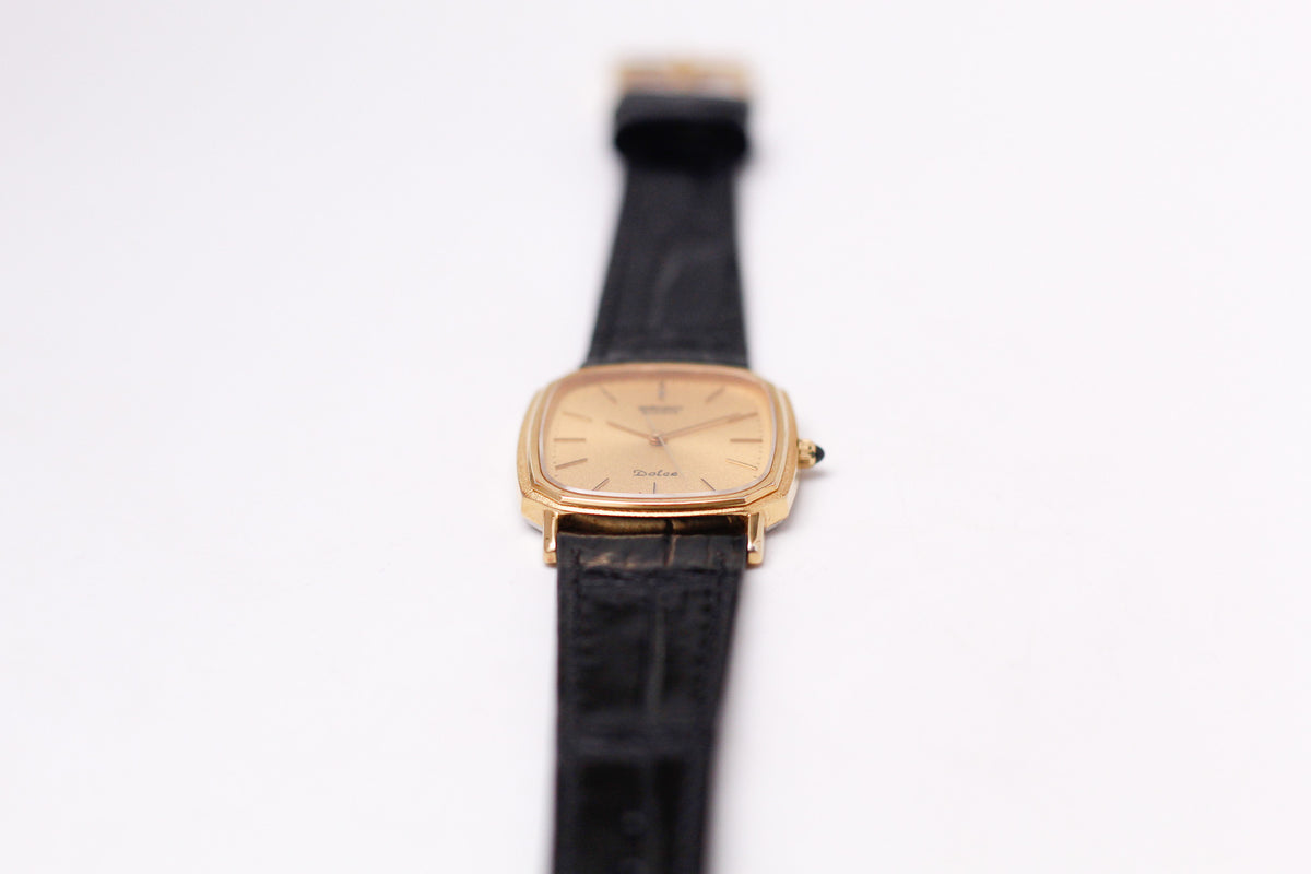 1982 Seiko Dolce Frosted Golden Dial Tank Men's Wrist-Watch