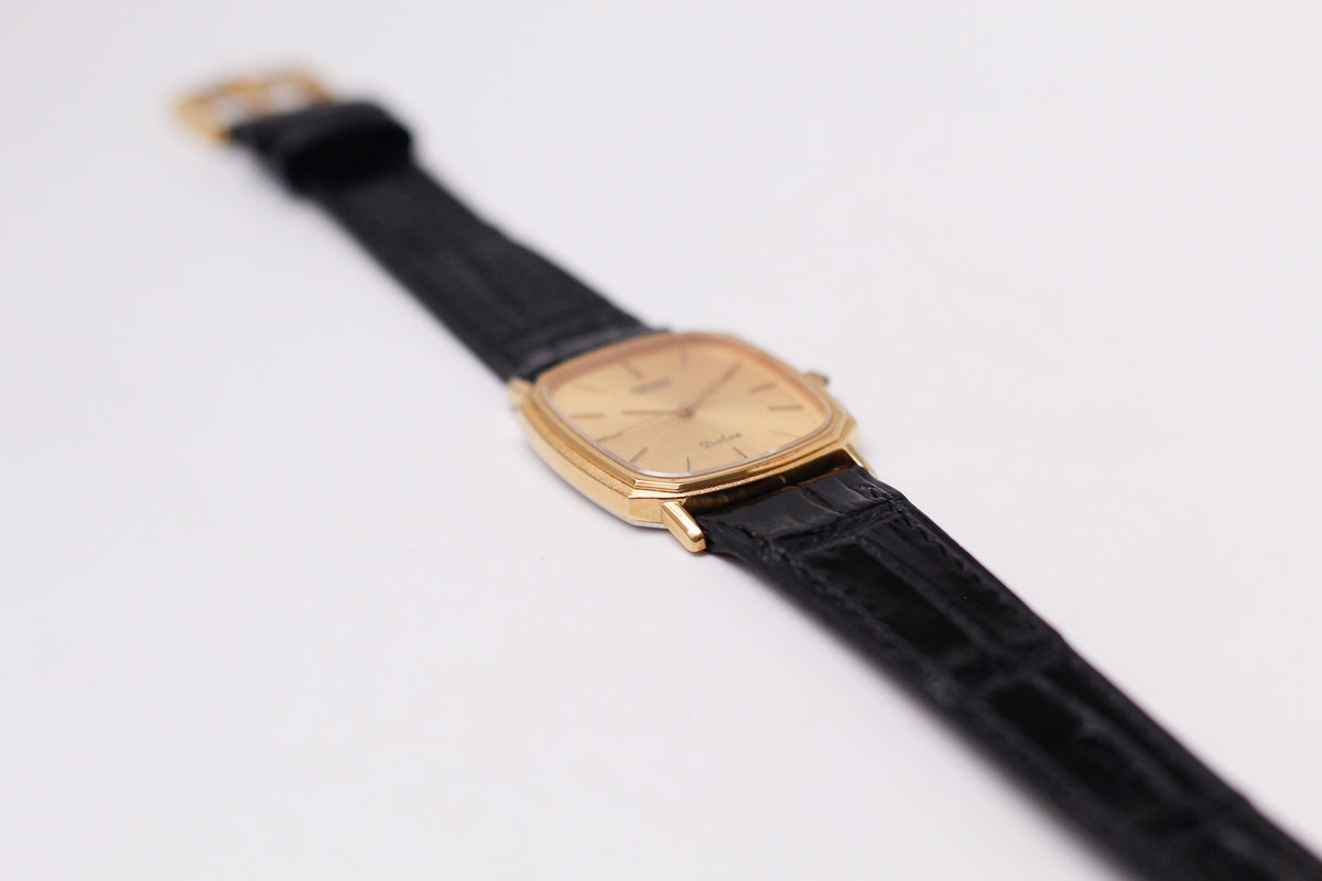 1982 Seiko Dolce Frosted Golden Dial Tank Men's Wrist-Watch
