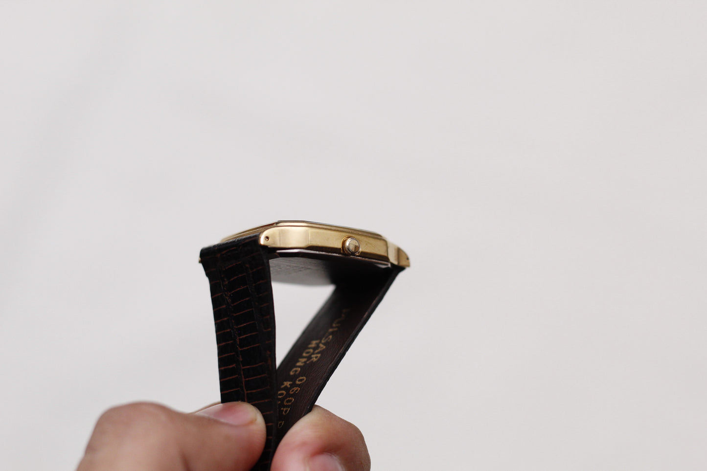 1996 Pulsar Ana-Digi Straight Grain Golden Dial Men's Wrist-Watch W/Box & Papers