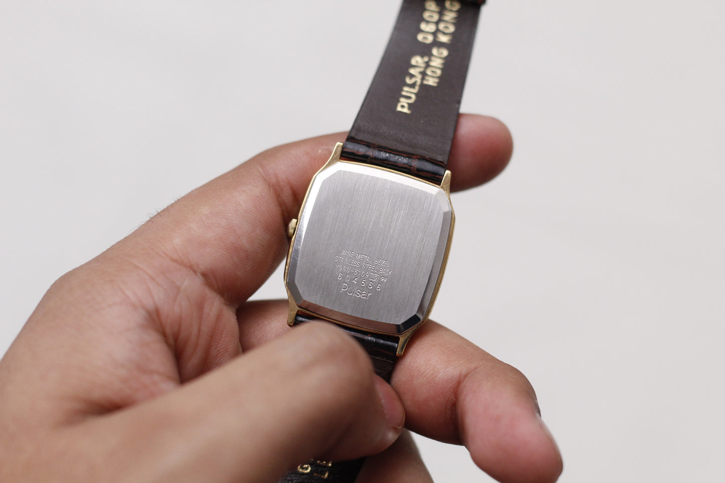 1996 Pulsar Ana-Digi Straight Grain Golden Dial Men's Wrist-Watch W/Box & Papers