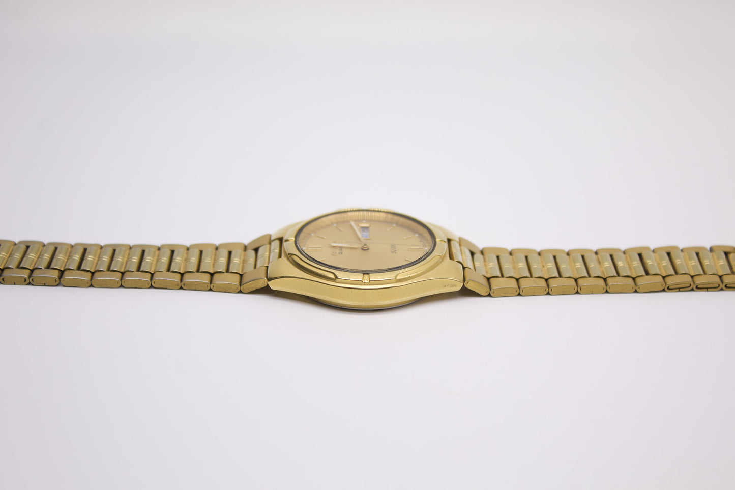 1988 Seiko SQ 100 Matte Sunburst Golden Dial Men's Wrist-Watch