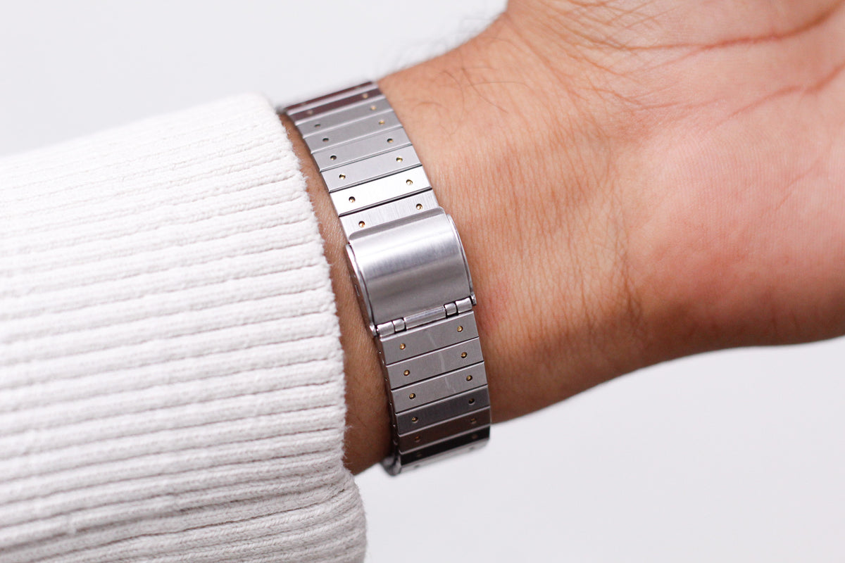 1986 Seiko Chronos 'Baby Santos' Textured White Dial Men's Wrist-Watch