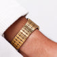 1996 Pulsar Quartz Straight Grain Golden Dial Men's Wrist-Watch
