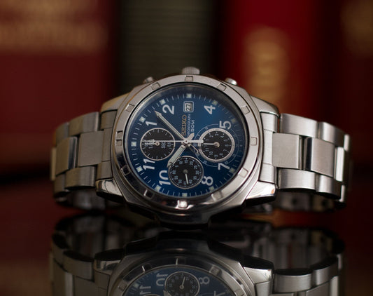 1992 Seiko Sea Blue Quartz Chronograph Men's Wrist-Watch