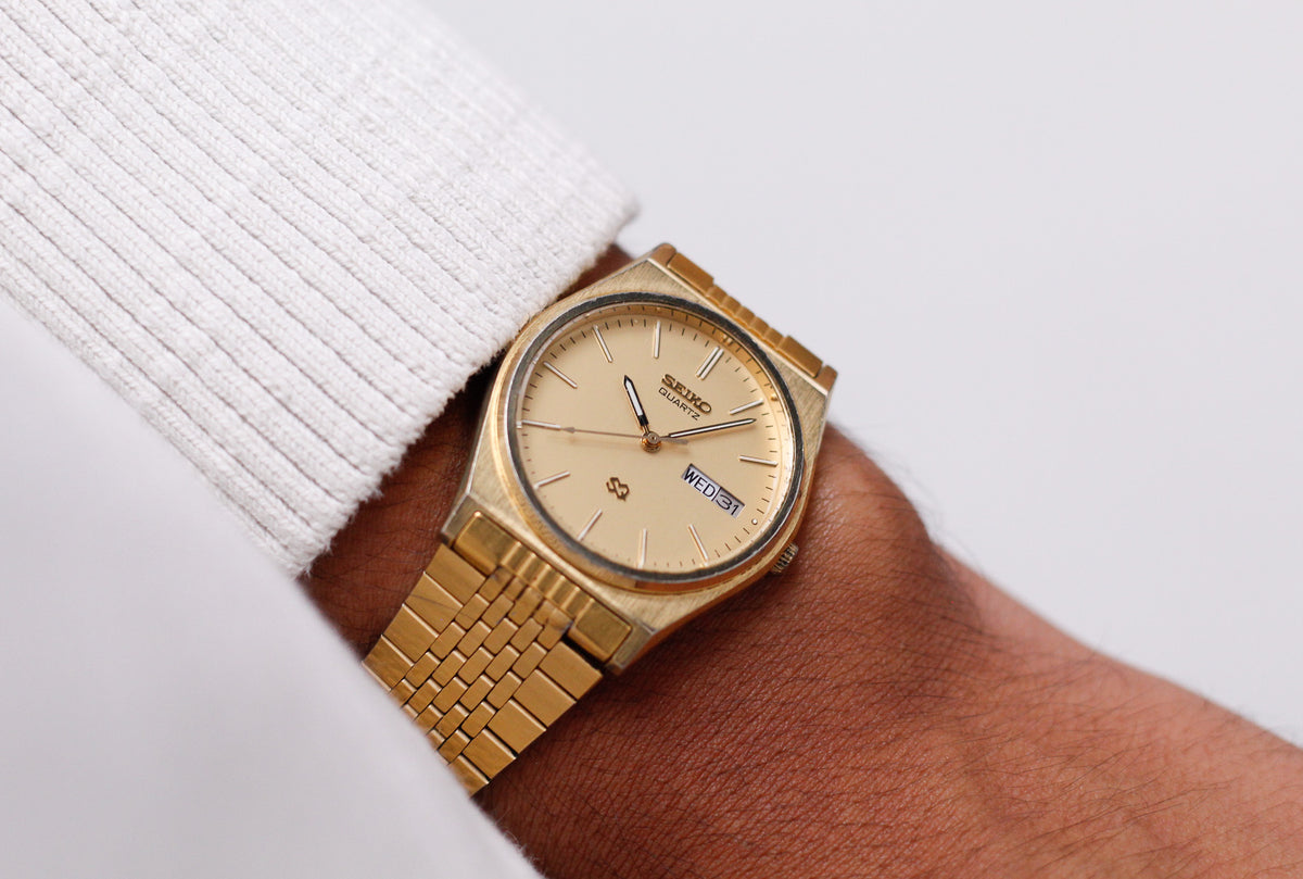 1985 Seiko SQ Rich Golden Dial Men's Wrist-Watch