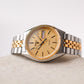1990 Pulsar Quartz Straight Grain Golden Dial Two Tone Men's Wrist-Watch