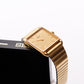 1983 Seiko Quartz Straight Grain Golden Dial Tank Men's Wrist-Watch W/Box