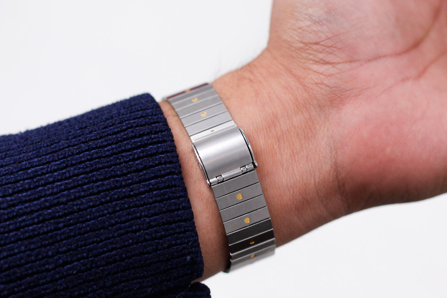 [Near Mint] 1982 Seiko Quartz Straight Grain Gray Dial Two Tone Tank Men's Wrist-Watch