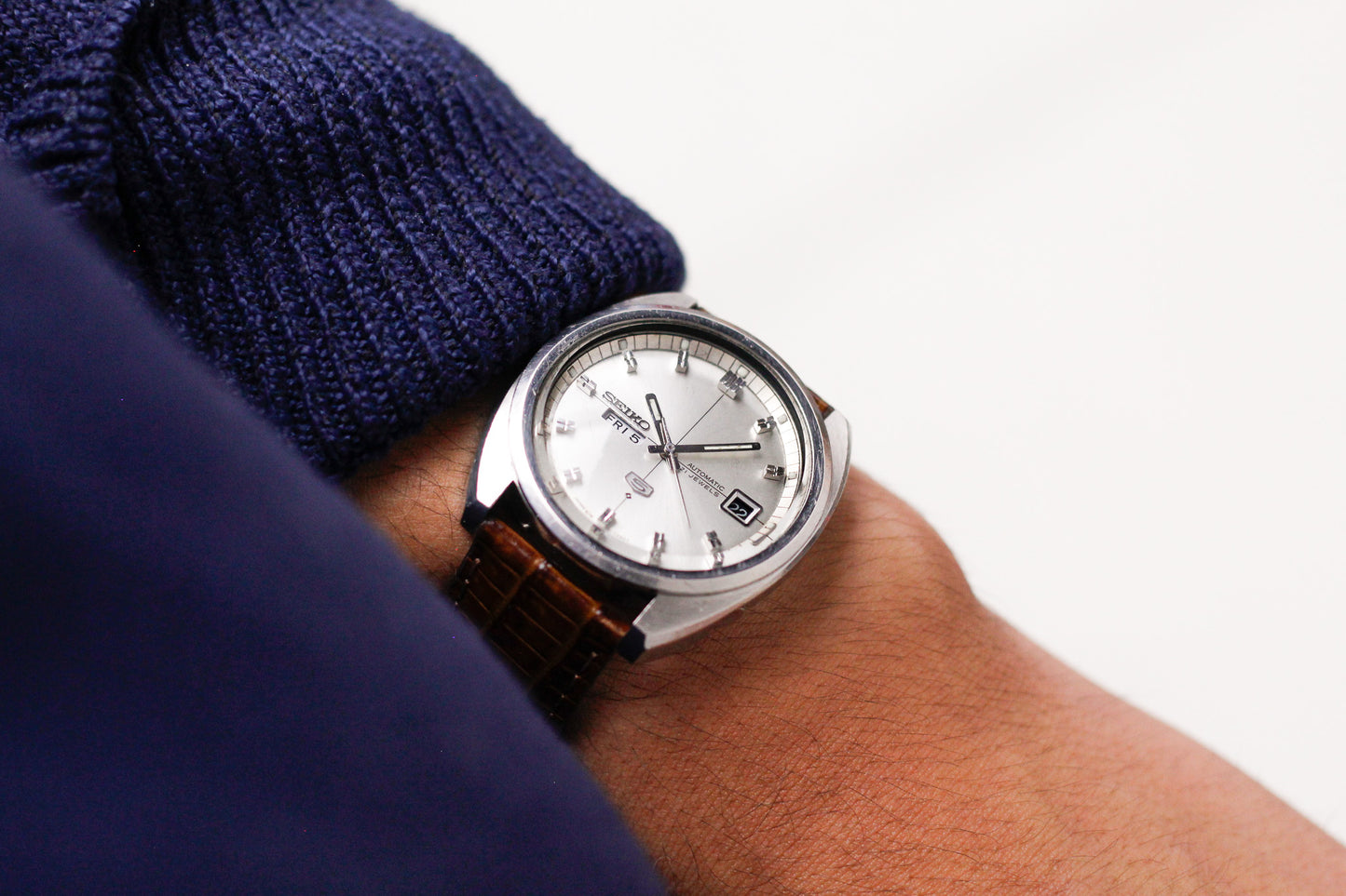 1971 Seiko 5 Silver Sunburst Dial Men's Wrist-Watch