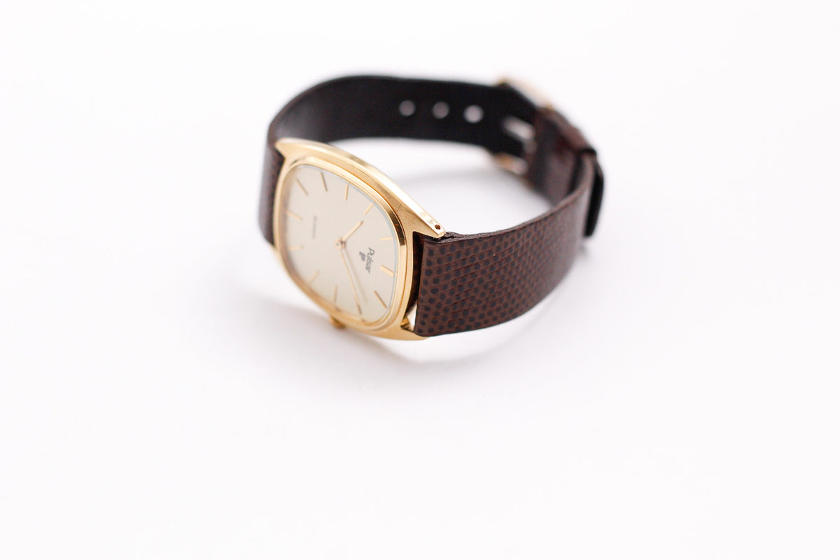 1983 Pulsar Quartz Baby Ellipse Golden Washi Dial Men's Wrist-Watch