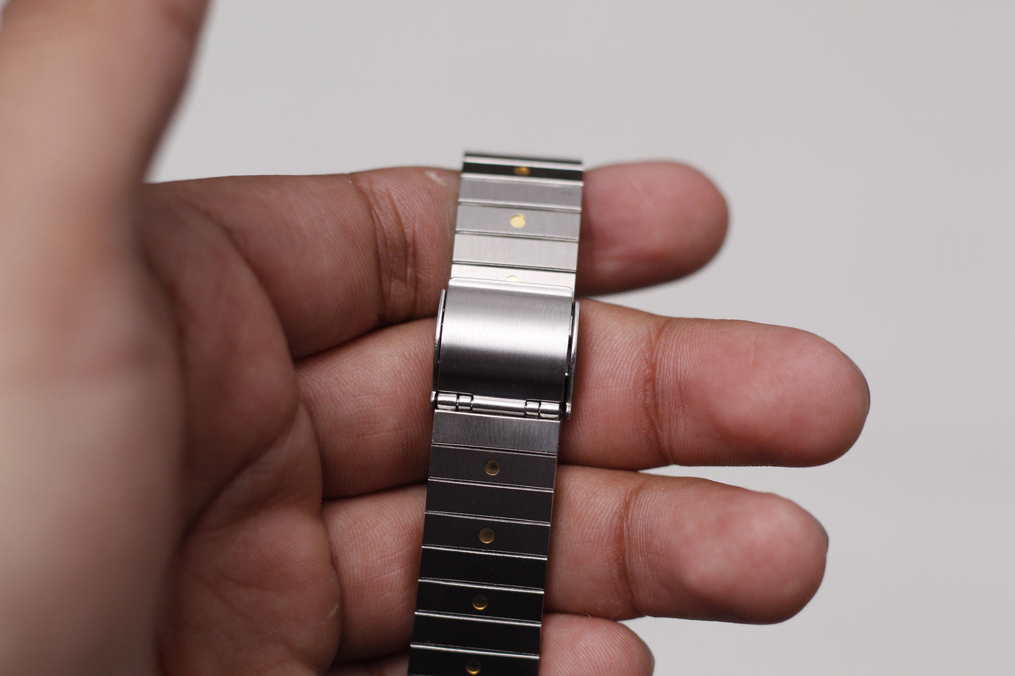 [Near Mint] 1982 Seiko Quartz Straight Grain Gray Dial Two Tone Tank Men's Wrist-Watch