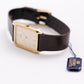 1987 Seiko Tank Straight Grain Golden Dial Men's Wrist-Watch W/Tag