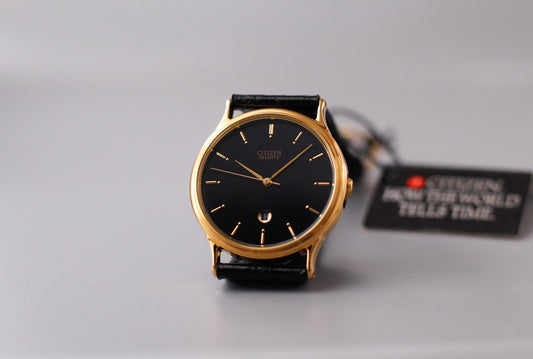 1994 Citizen Quartz Inky Black Dial Men's Wrist-Watch W/Tag