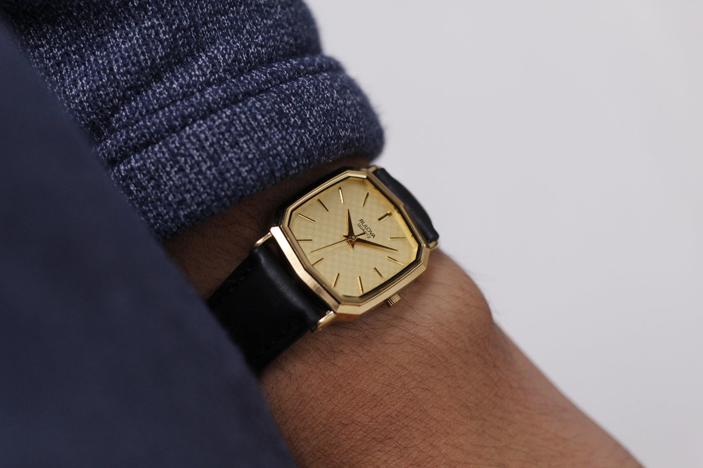 1990s Bulova Decagon Tank Gold Toned Men's Wrist Watch