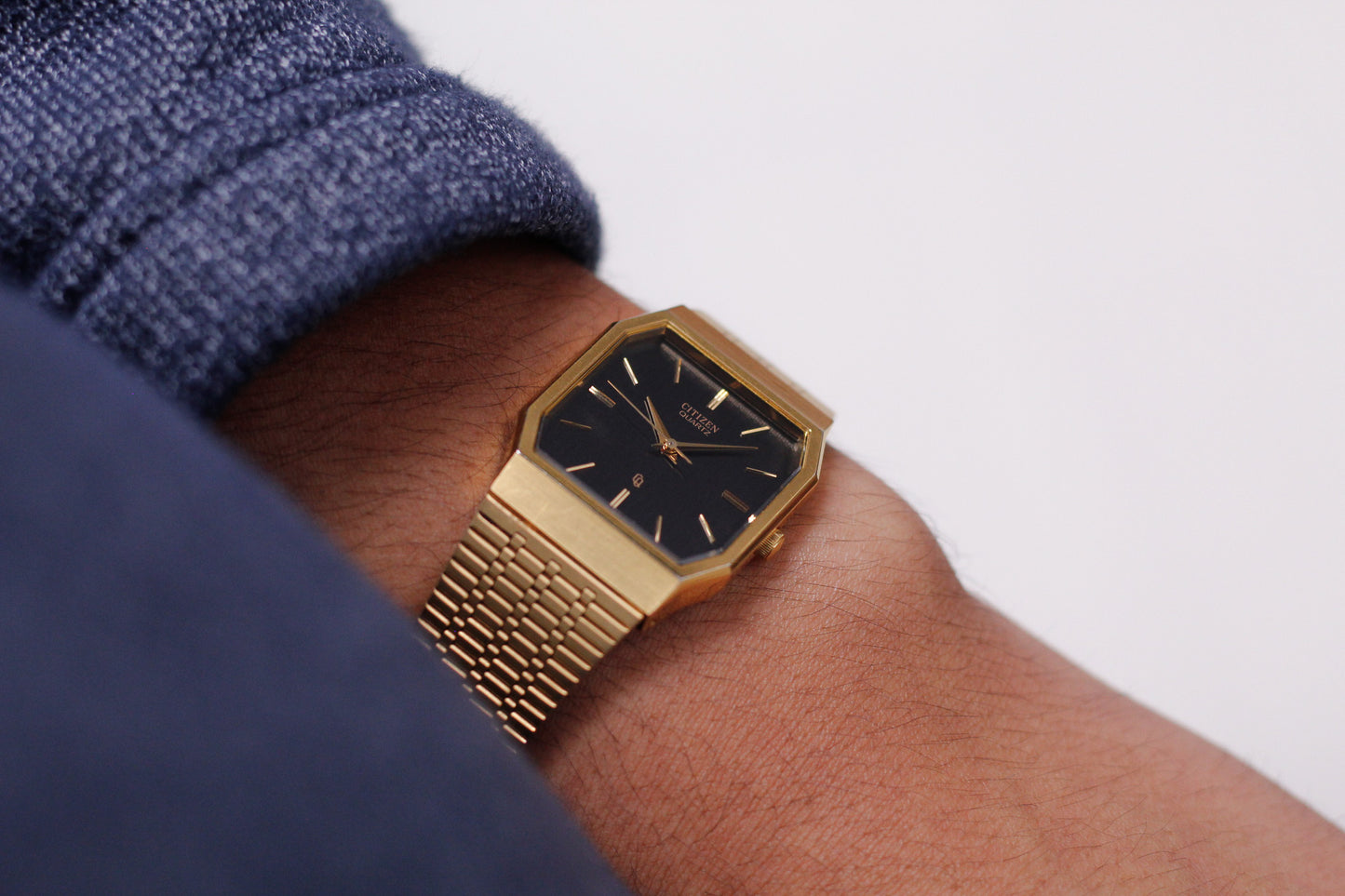 1997 Citizen CQ Quartz Textured Midnight Black Dial Men's Wrist-Watch