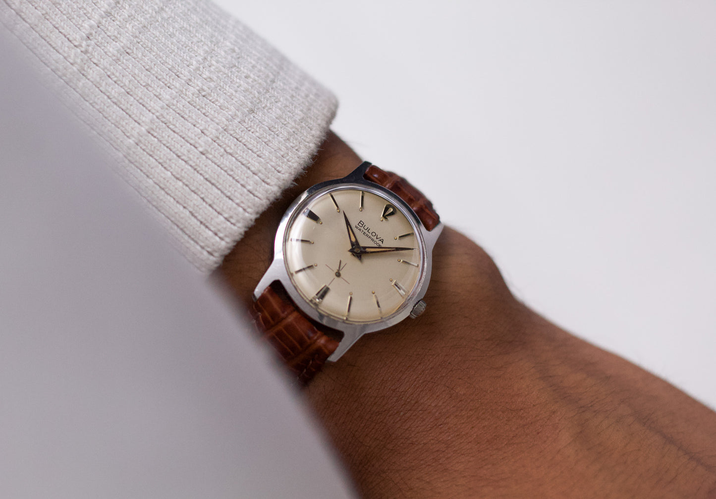 1960s Bulova Aged Cream Dial Men's Mechanical Wrist-Watch