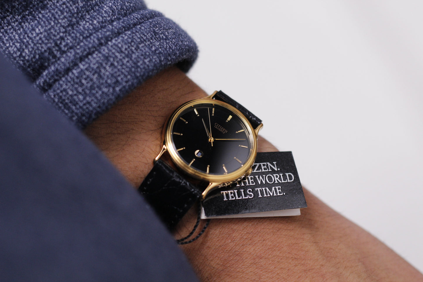 1994 Citizen Quartz Inky Black Dial Men's Wrist-Watch W/Tag