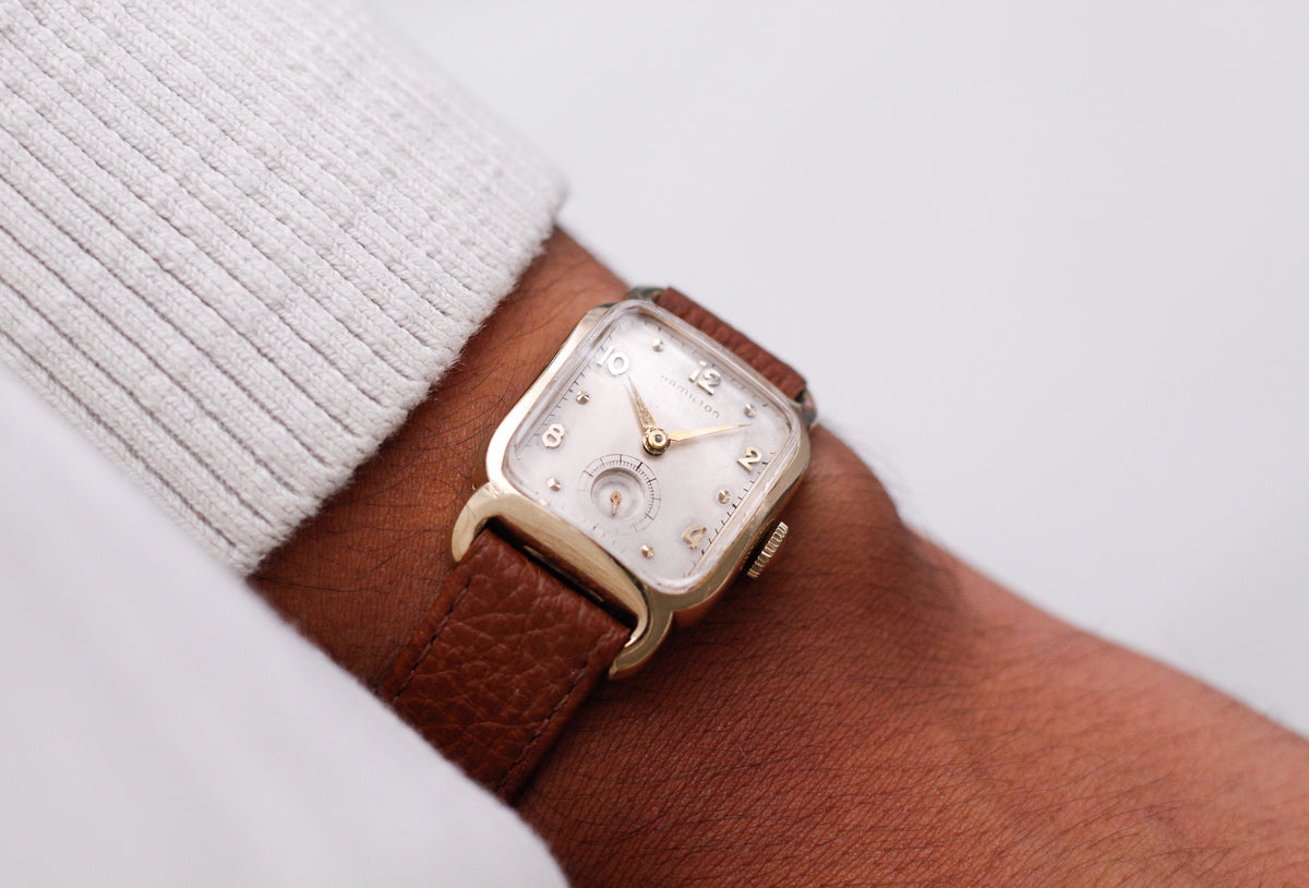 [Serviced] 1950s Hamilton Mechanical Art Deco 10K Filled Gold Men's Wrist-Watch