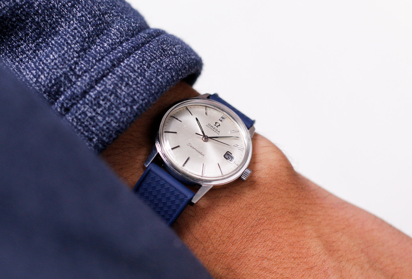 1960s Omega Seamaster Automatic Silver Sunburst Dial Men's Wrist-Watch