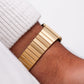 1983 Seiko Quartz Straight Grain Golden Dial Tank Men's Wrist-Watch W/Box