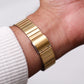 1983 Seiko Quartz Straight Grain Golden Dial Tank Men's Wrist-Watch W/Box