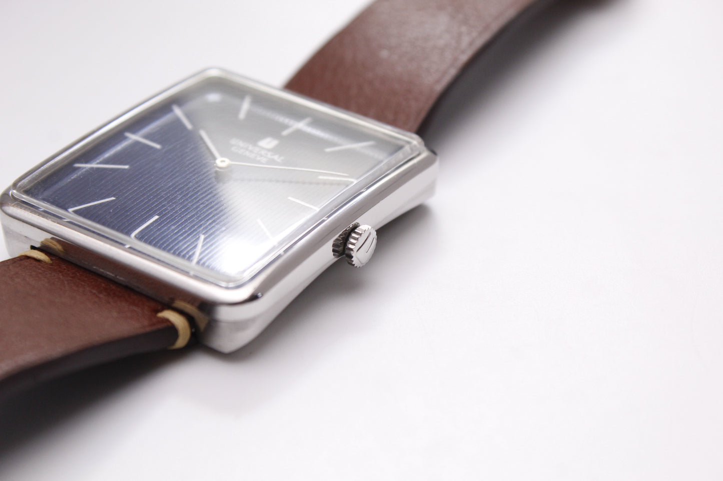 [Rare] 1970s Universal Geneve Mechanical Striped Blue Dial Men's Wrist-Watch