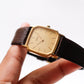 1983 Seiko Quartz Straight Grain Golden Dial Tank Men's Wrist Watch