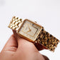 1990s Bulova Quartz Straight Grain Golden Dial Men's Wrist-Watch