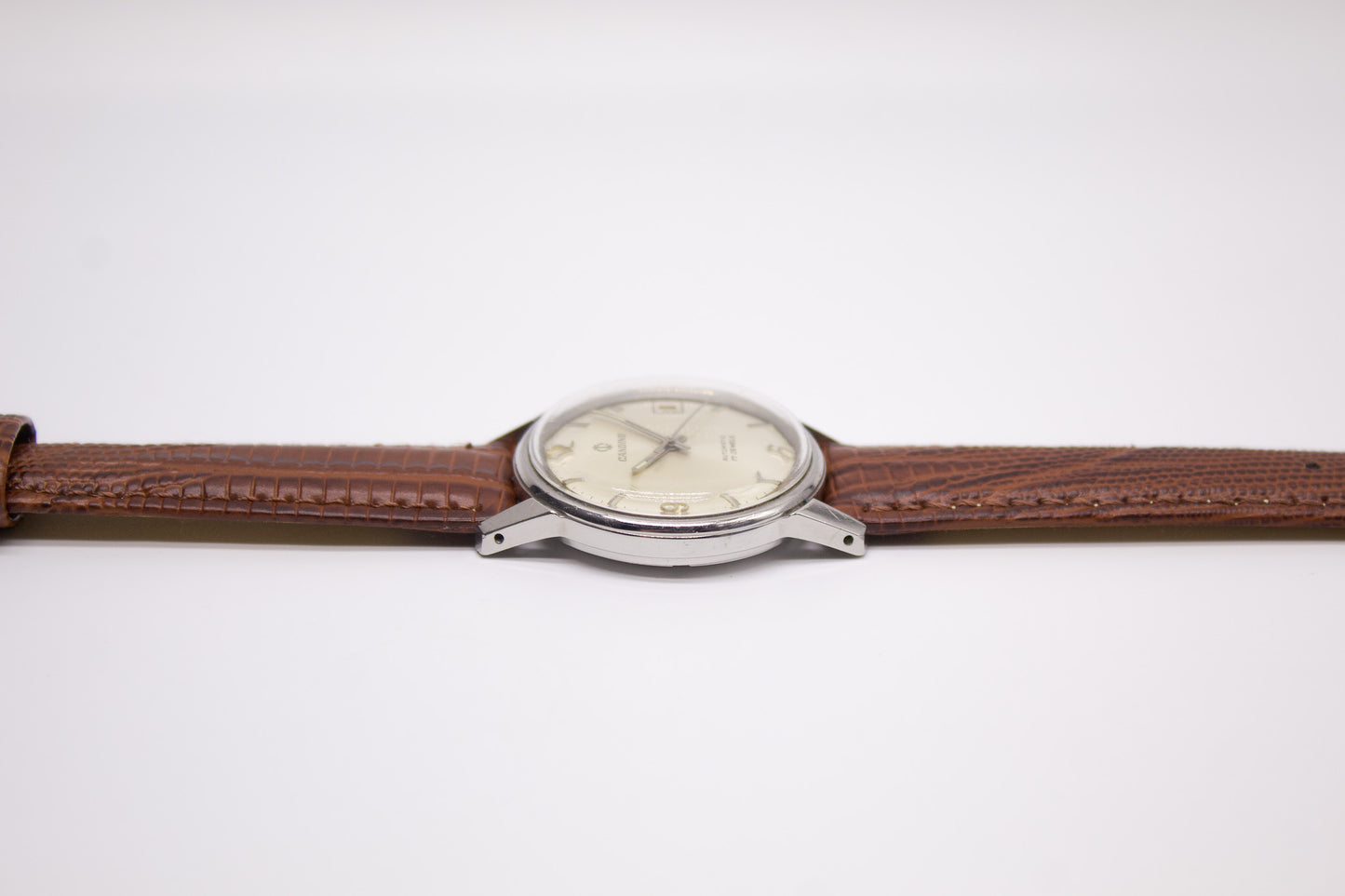 1970s Swiss Candino Automatic Silver Sunburst Men's Wrist-Watch