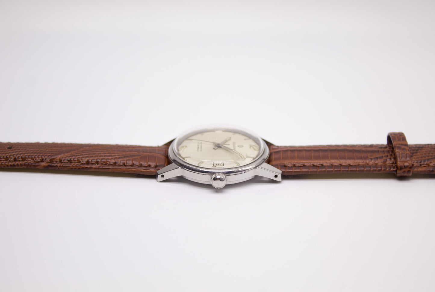 1970s Swiss Candino Automatic Silver Sunburst Men's Wrist-Watch
