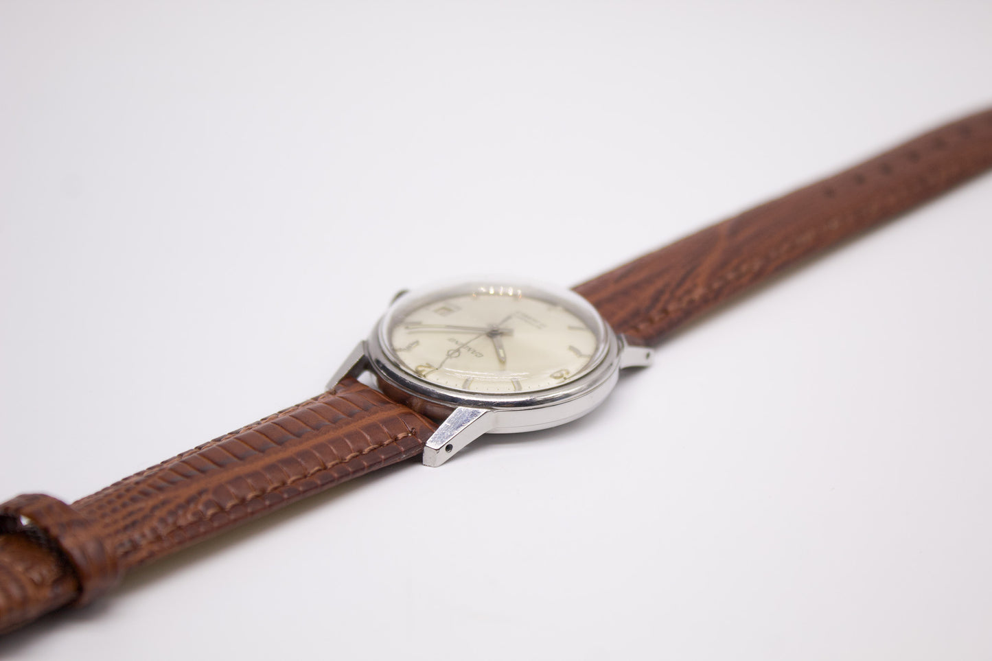 1970s Swiss Candino Automatic Silver Sunburst Men's Wrist-Watch