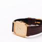 1983 Seiko Quartz Straight Grain Golden Dial Tank Men's Wrist Watch