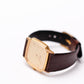 1983 Seiko Quartz Straight Grain Golden Dial Tank Men's Wrist Watch