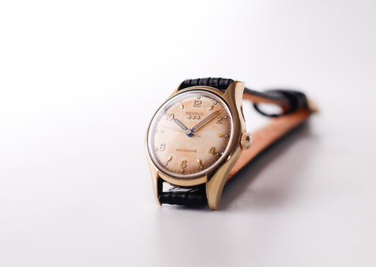 [Serviced] 1950s Benrus Automatic Orange Patina Dial Men's Wrist-Watch