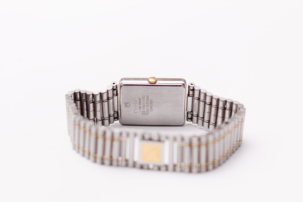 1985 Seiko Quartz ARC Silver Sunburst Dial Two Tone Case Men's Wrist-Watch