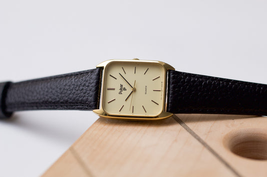 1997 Pulsar Straight Grain Golden Dial Men's Wrist-Watch