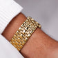 1990s Bulova Quartz Straight Grain Golden Dial Men's Wrist-Watch