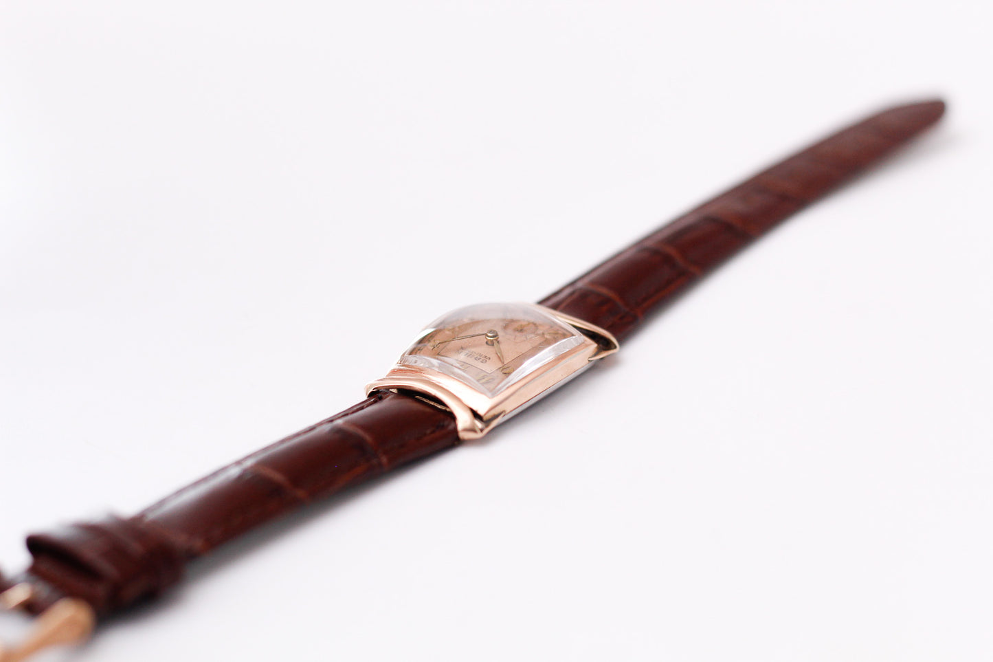 [Serviced] 1941 Gruen Mechanical 'Salmon' Dial Rose Gold 10K Filled Men's Wrist-Watch