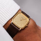 1983 Seiko Quartz Straight Grain Golden Dial Tank Men's Wrist Watch