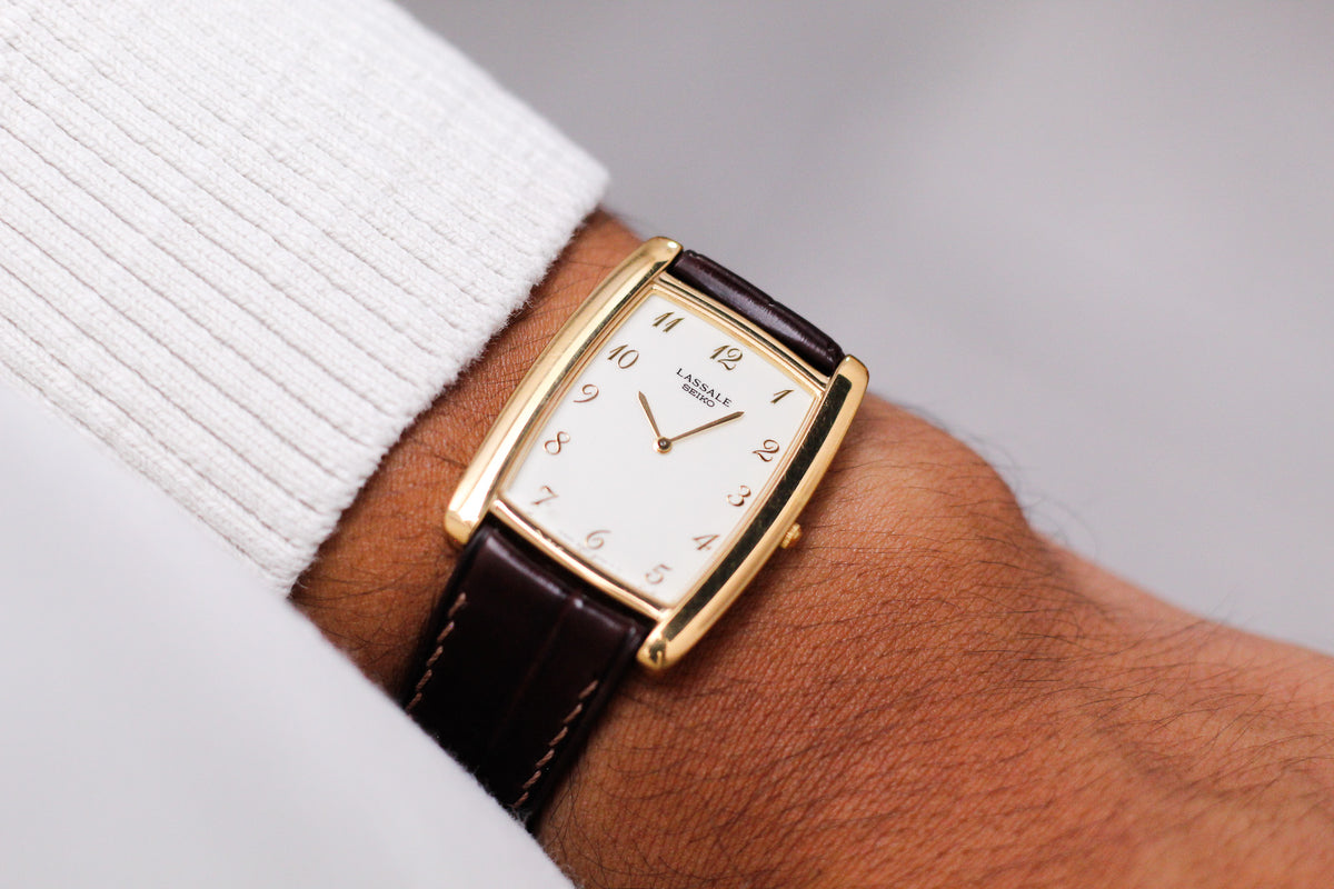 1986 Seiko Lassale Breguet Numeral Dial Tank Men's Wrist-Watch