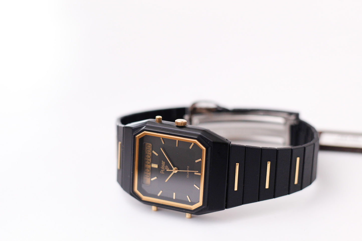 [Near Mint] 1986 Pulsar Quartz Ana-Digi Deep Black Dial Men's Wrist-Watch W/Box