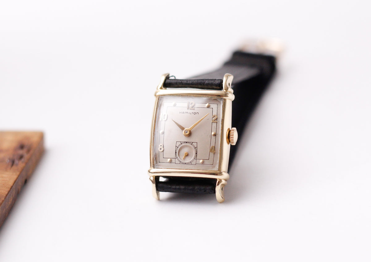 [Serviced] 1952 Hamilton Mechanical Art Deco 10K Filled Case Men's Wrist-Watch