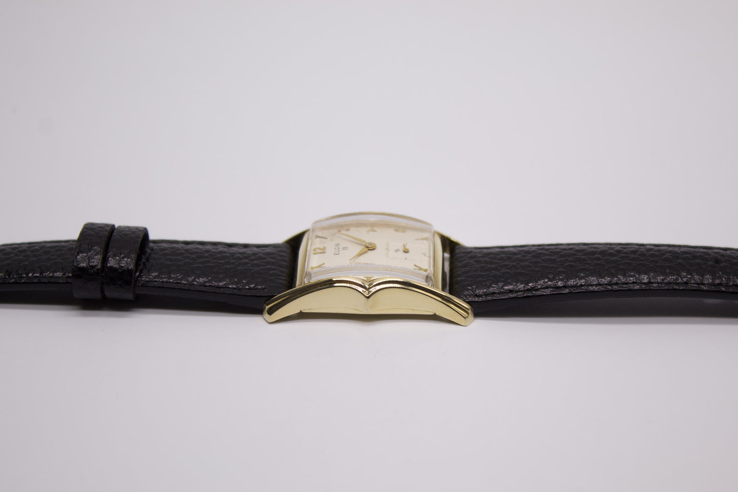 [Serviced] 1950s Elgin 19 Fancy Lugs Art Deco Men's Wrist-Watch