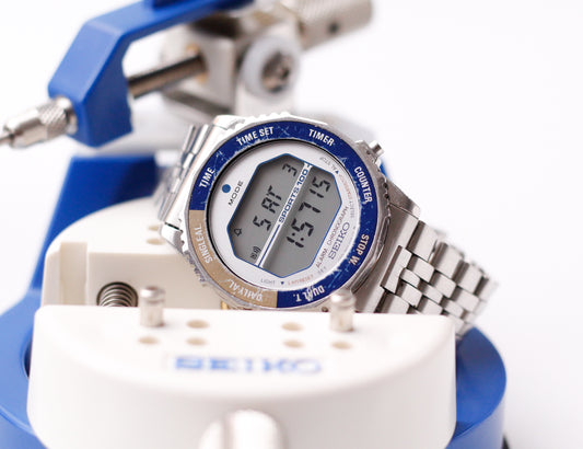 1983 Seiko Quartz Digital 'Rotocall' Blue Bezel Men's Wrist-Watch