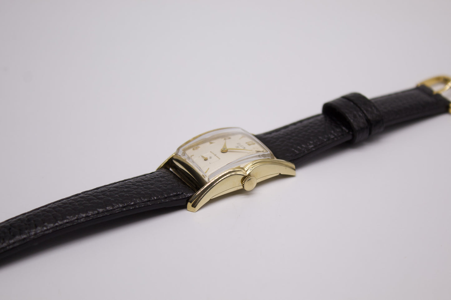 [Serviced] 1950s Elgin 19 Fancy Lugs Art Deco Men's Wrist-Watch