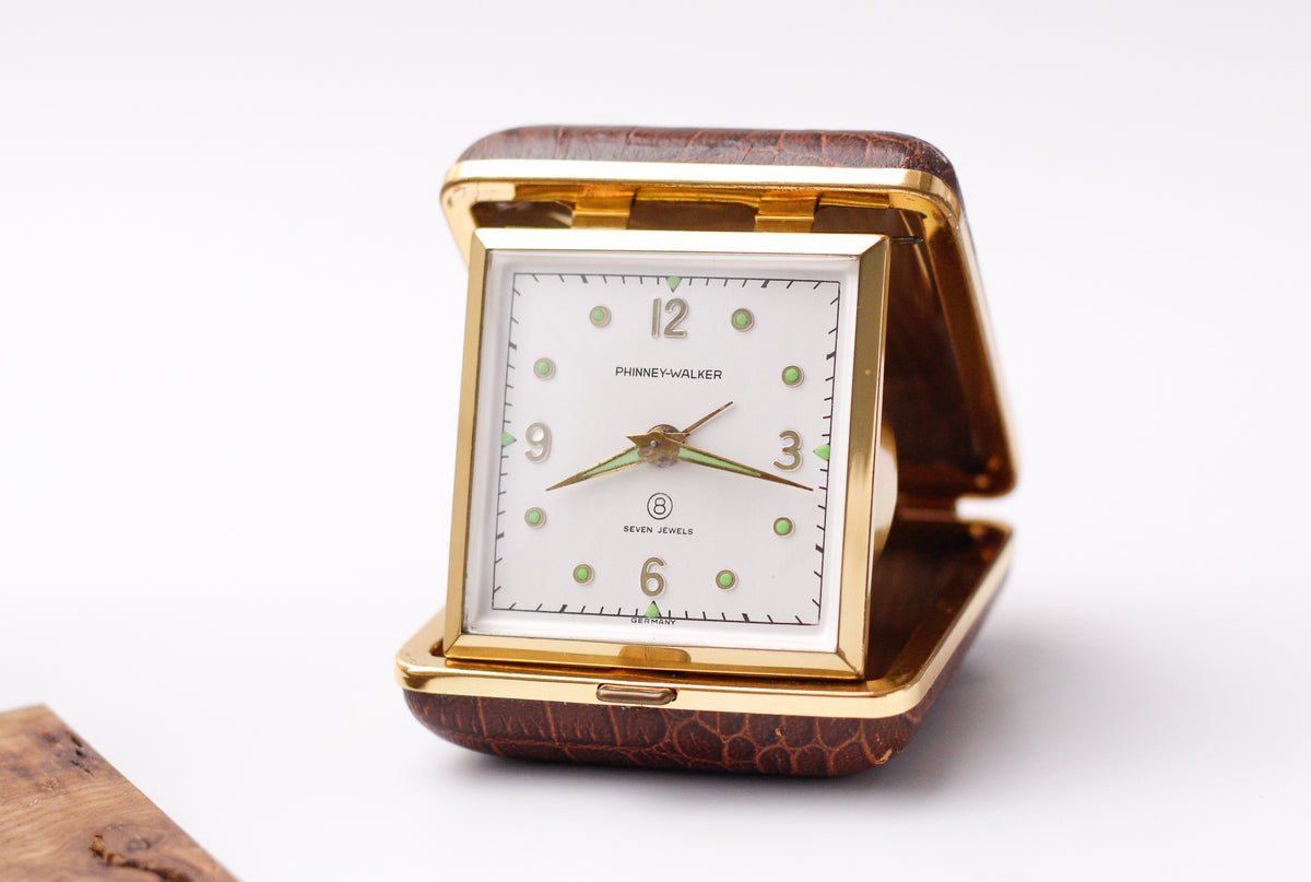 1960s Phinney Walker Mechanical Travel Clock