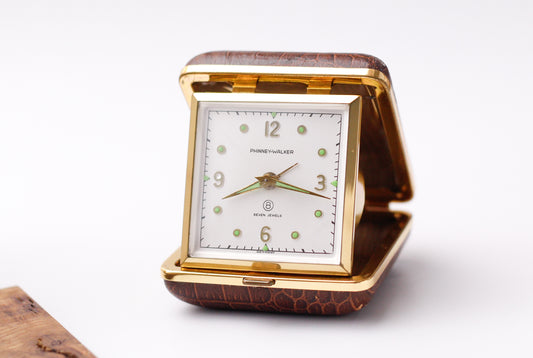 1960s Phinney Walker Mechanical Travel Clock