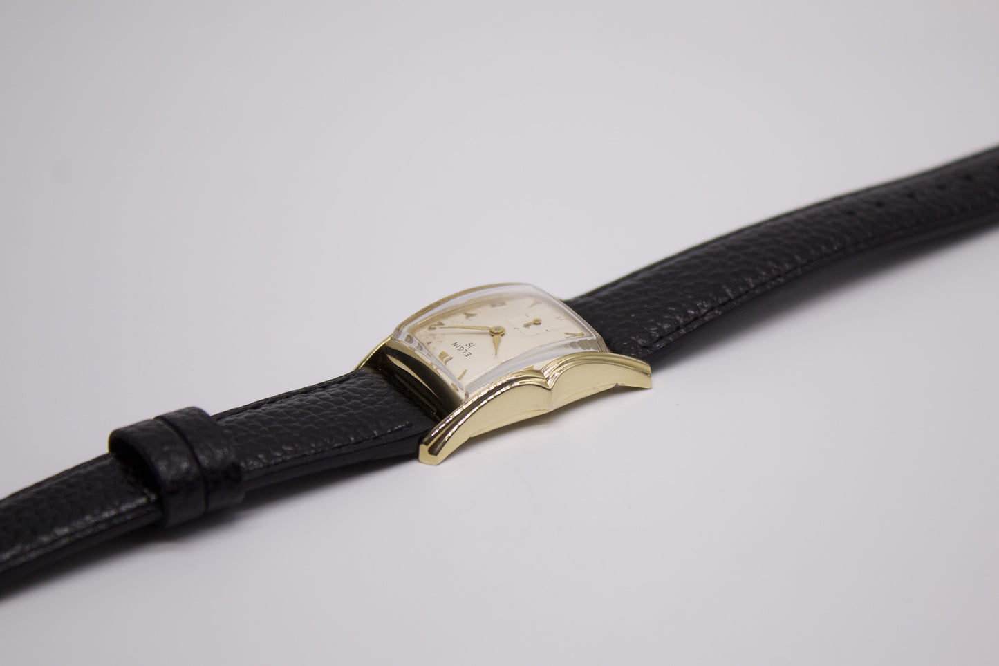 [Serviced] 1950s Elgin 19 Fancy Lugs Art Deco Men's Wrist-Watch