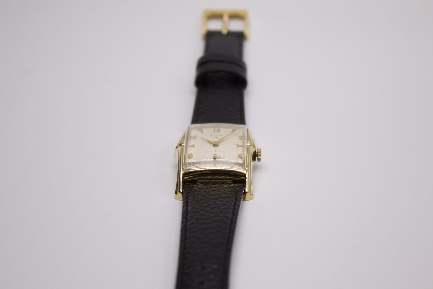 [Serviced] 1950s Elgin 19 Fancy Lugs Art Deco Men's Wrist-Watch